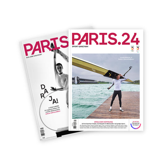 Paris-Duo: die beiden Hefte PARIS.24 – Sport ganz nah und PARIS.24 – Aus Liebe zum Sport, aufgefächert